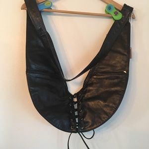 NWT Sash bag black leather corset LTP
